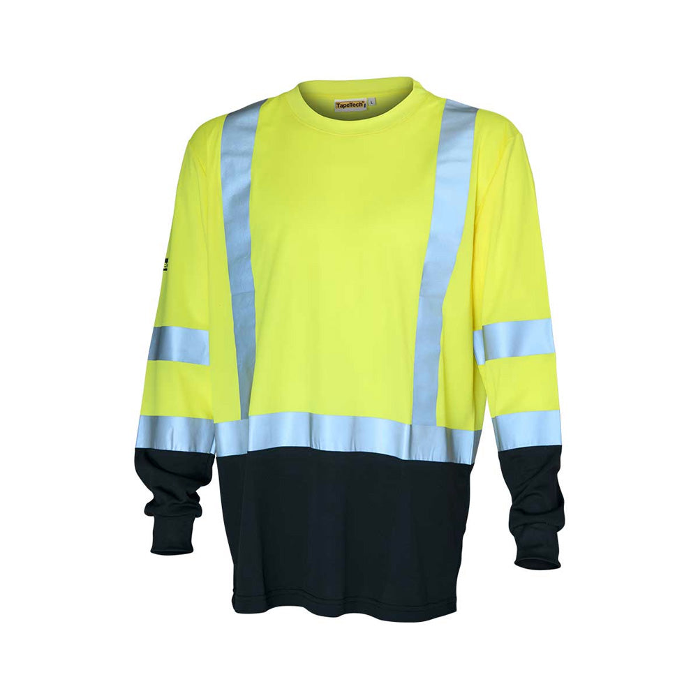 TapeTech HiVis Long-Sleeved Taped Safety Shirt with a Black Bottom