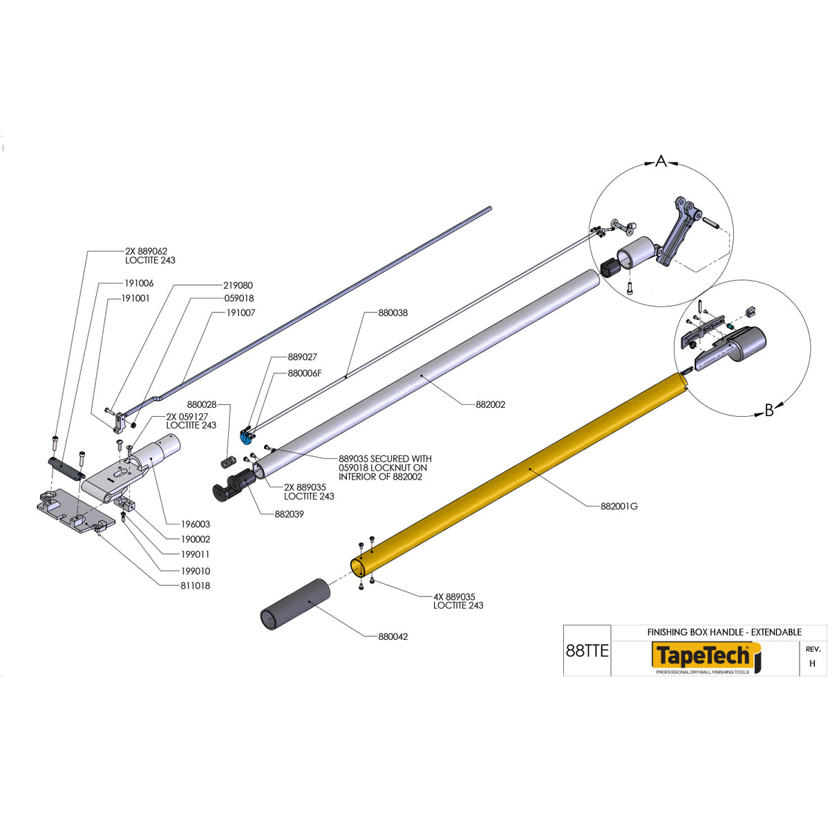 TapeTech Xtender Handle Repair Parts